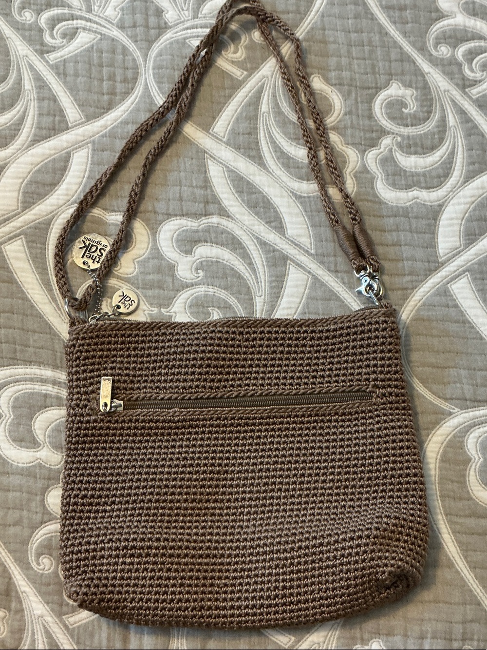 The Sak Brown Crochet Crossbody Bag